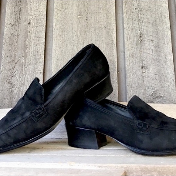 VINTAGE Shoes MOOTSIES TOOTSIES Retro Heels Black Suede Leather Size 7.5 - Picture 8 of 9